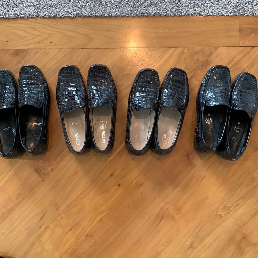 ARA patent leather crocodile loafers